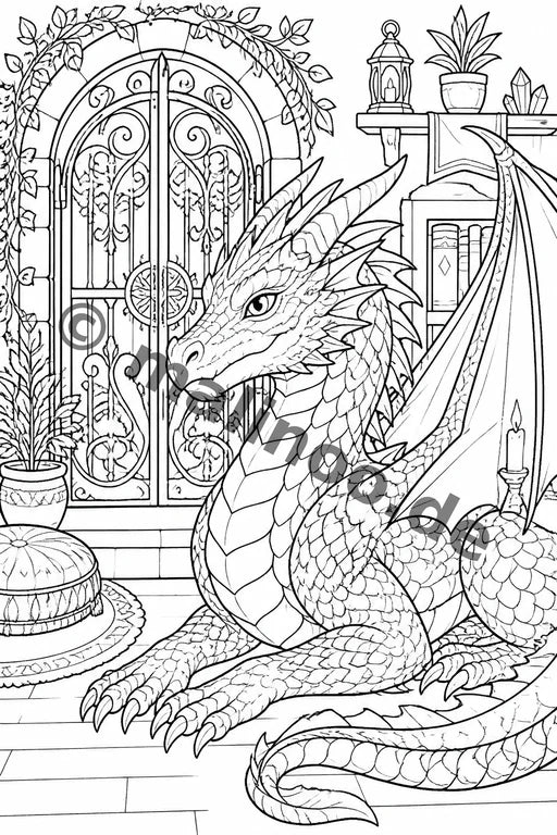 Drachen Malbuch 50 Ausmalbilder gedruckt+gebunden – Vorschaubild 6