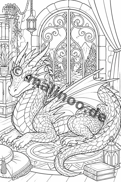 Drachen Malbuch 50 Ausmalbilder gedruckt+gebunden – Vorschaubild 6