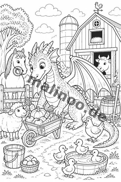 Drachen Malbuch 50 Ausmalbilder gedruckt+gebunden – Vorschaubild 7