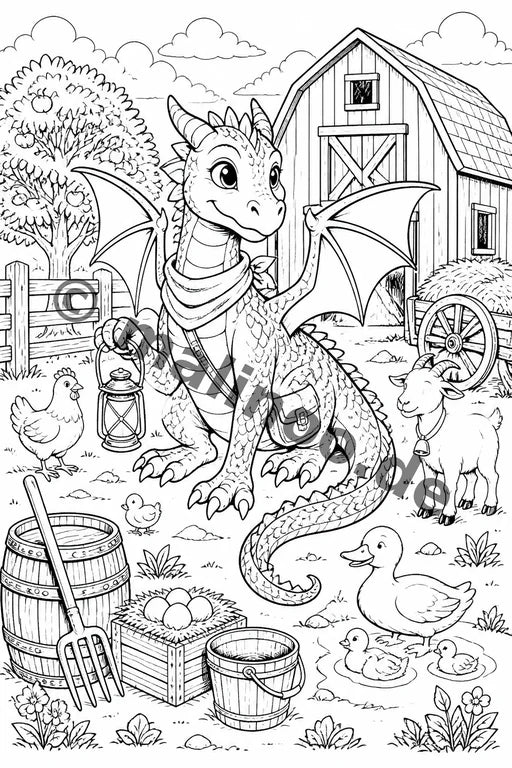 Drachen Malbuch 50 Ausmalbilder gedruckt+gebunden – Vorschaubild 7