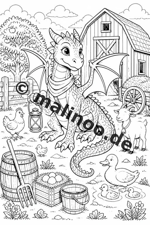 Drachen Malbuch 50 Ausmalbilder gedruckt und gebunden – Vorschaubild 7