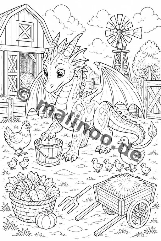 Drachen Malbuch 50 Ausmalbilder gedruckt+gebunden – Vorschaubild 7