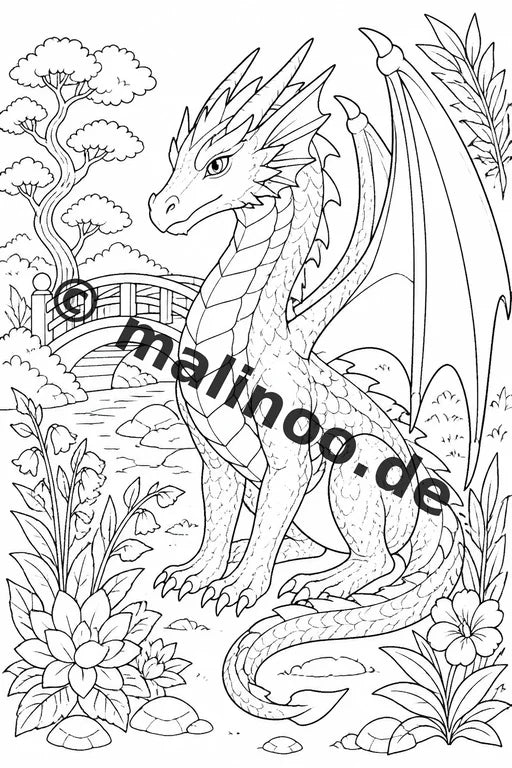 Drachen Malbuch 50 Ausmalbilder gedruckt und gebunden – Vorschaubild 9