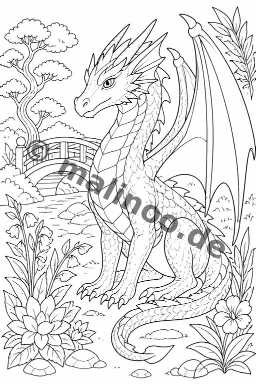 Drachen Malbuch 50 Ausmalbilder gedruckt+gebunden – Vorschaubild 9