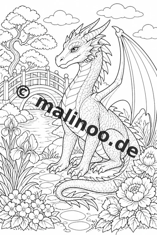 Drachen Malbuch 50 Ausmalbilder gedruckt und gebunden – Vorschaubild 9