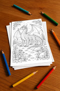 Drachen Malbuch 50 Ausmalbilder gedruckt+lose – Mockup-Ansicht