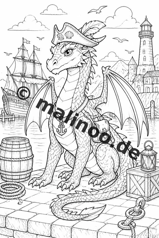 Drachen Malbuch 50 Ausmalbilder gedruckt, ungebunden – Vorschaubild 10
