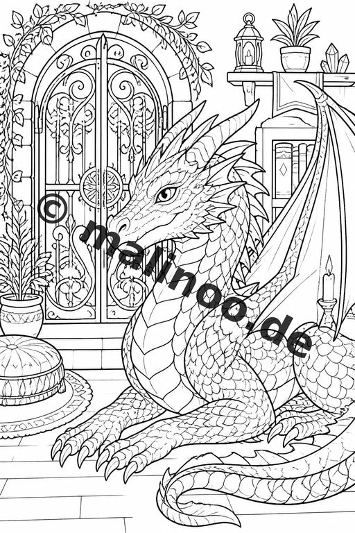 Drachen Malbuch 50 Ausmalbilder gedruckt, ungebunden – Vorschaubild 6