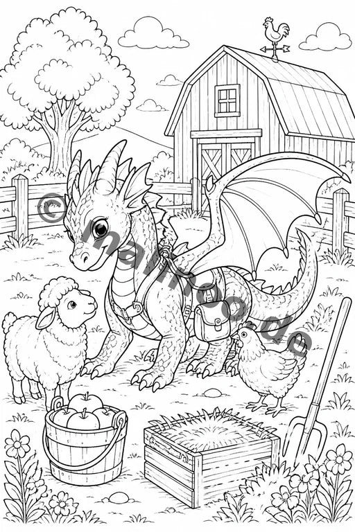 Drachen Malbuch 50 Ausmalbilder gedruckt+lose – Vorschaubild 7