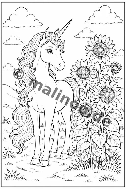 Einhörner Malbuch 100 Ausmalbilder PDF Download – Vorschaubild 4