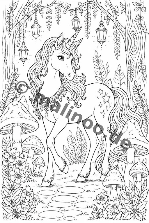 Einhörner Malbuch 100 Ausmalbilder gedruckt+gebunden – Vorschaubild 2