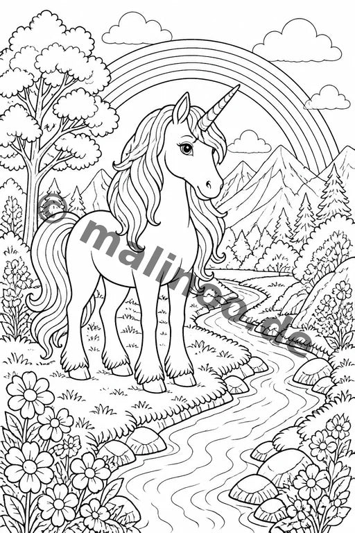 Einhörner Malbuch 20 Ausmalbilder PDF Download – Vorschaubild 11