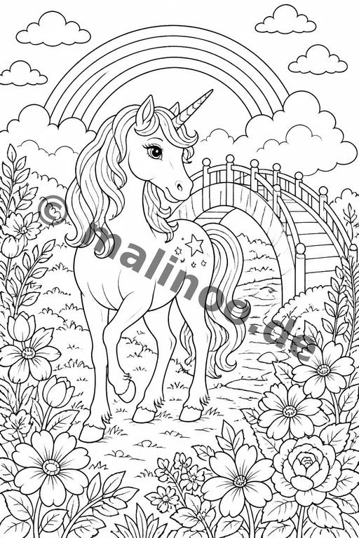Einhörner Malbuch 20 Ausmalbilder PDF Download – Vorschaubild 12