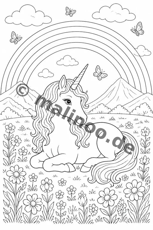 Einhörner Malbuch 20 Ausmalbilder PDF Download – Vorschaubild 15