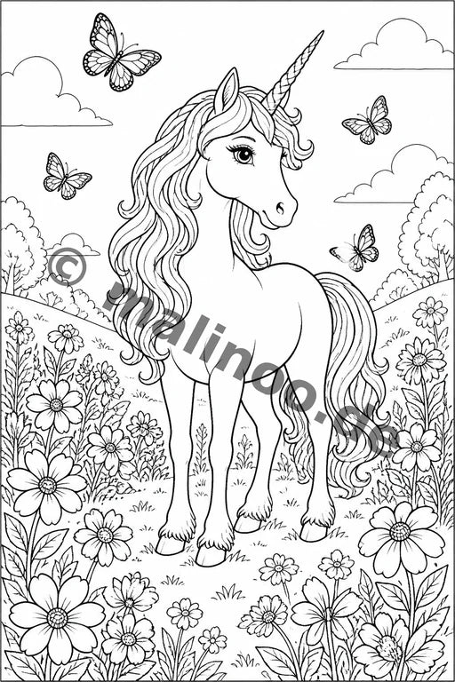 Einhörner Malbuch 20 Ausmalbilder PDF Download – Vorschaubild 1