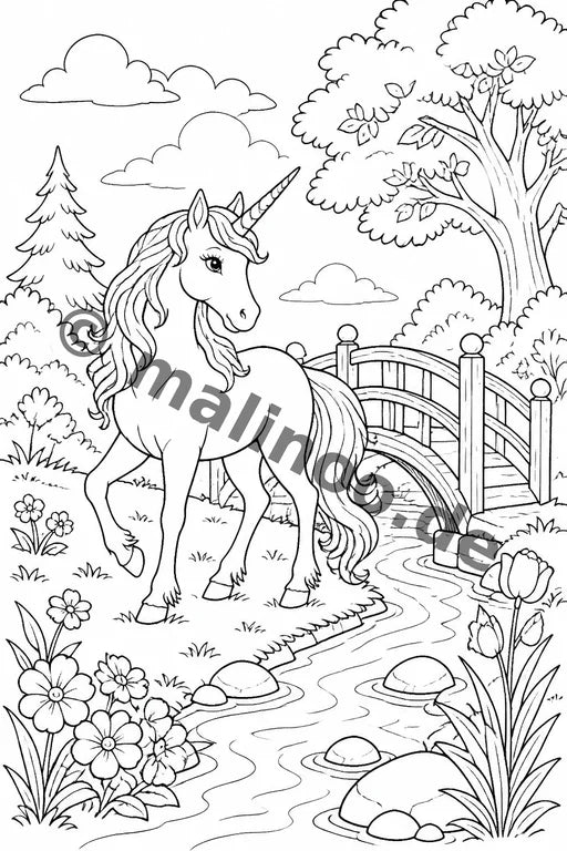 Einhörner Malbuch 20 Ausmalbilder PDF Download – Vorschaubild 3