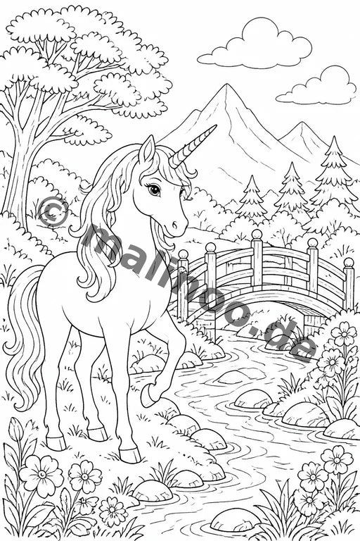 Einhörner Malbuch 20 Ausmalbilder PDF Download – Vorschaubild 3