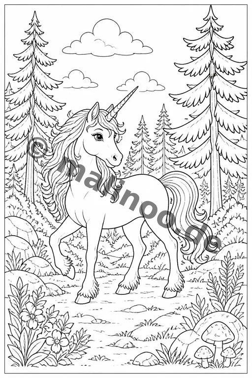 Einhörner Malbuch 20 Ausmalbilder PDF Download – Vorschaubild 3