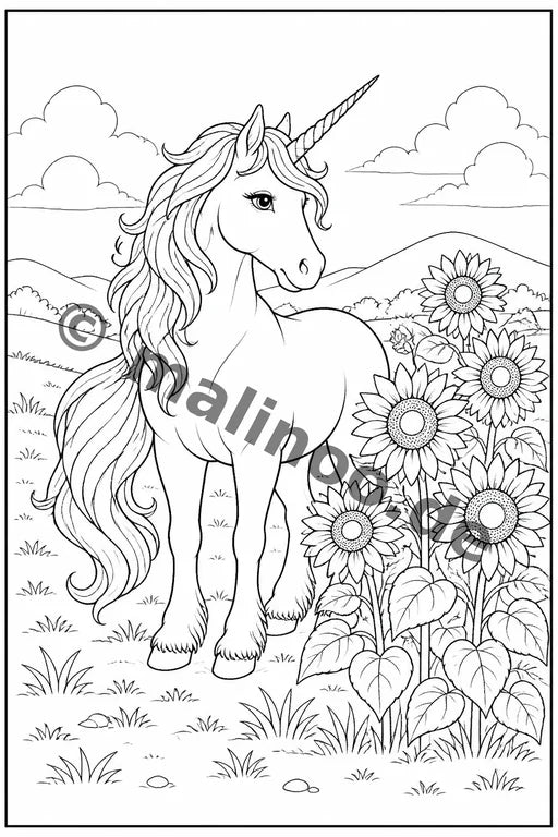 Einhörner Malbuch 20 Ausmalbilder PDF Download – Vorschaubild 4