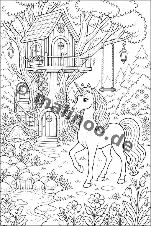Einhörner Malbuch 20 Ausmalbilder PDF Download – Vorschaubild 6