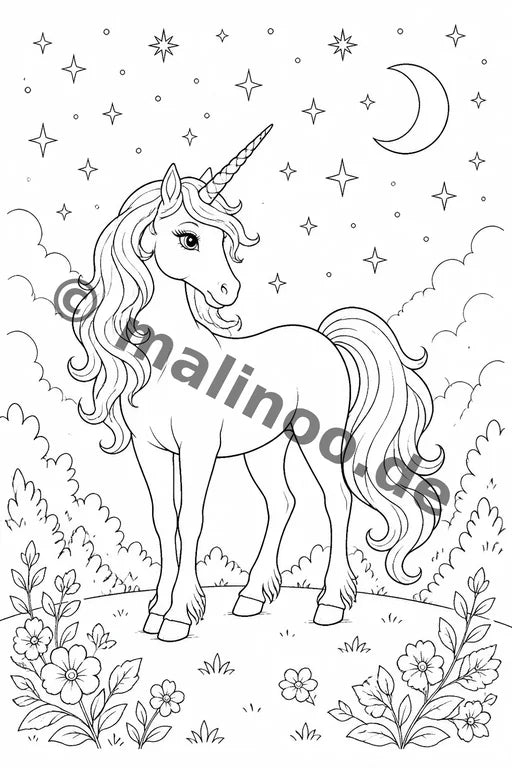 Einhörner Malbuch 20 Ausmalbilder PDF Download – Vorschaubild 7