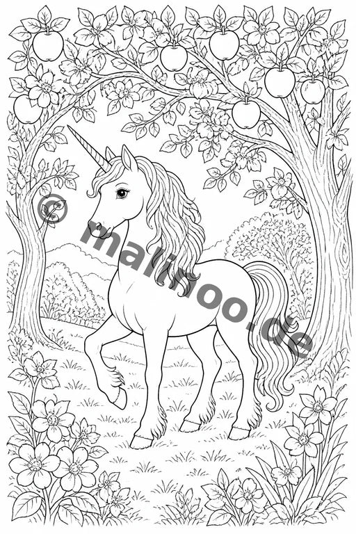 Einhörner Malbuch 20 Ausmalbilder gedruckt+lose – Vorschaubild 10