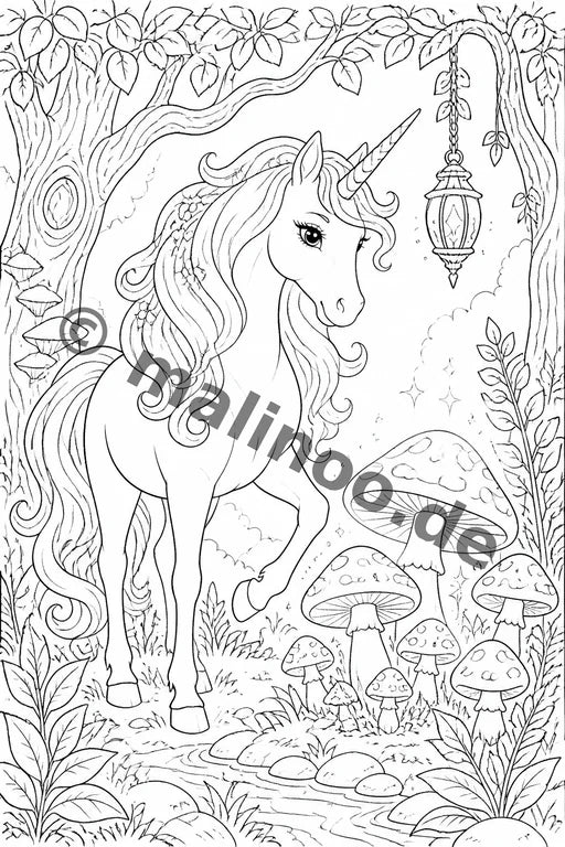 Einhörner Malbuch 20 Ausmalbilder gedruckt+lose – Vorschaubild 2