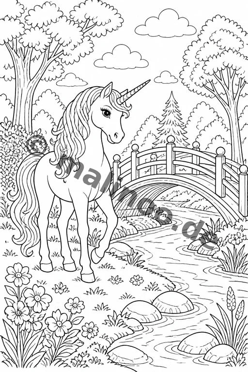 Einhörner Malbuch 50 Ausmalbilder PDF Download – Vorschaubild 3