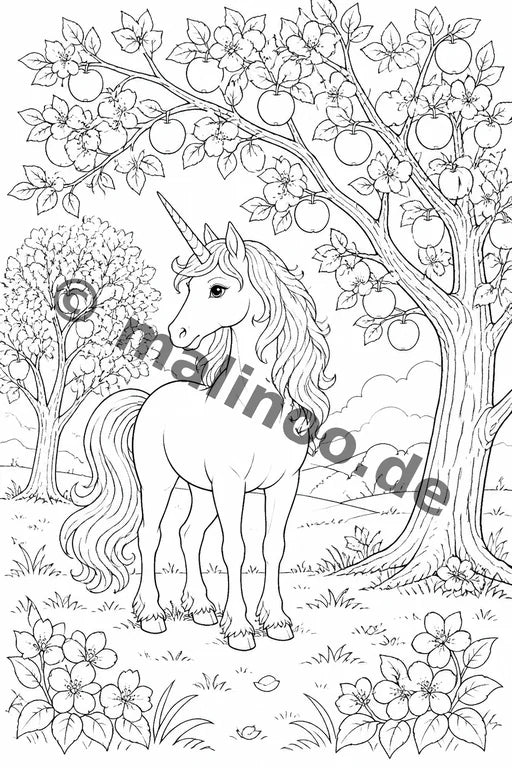 Einhörner Malbuch 50 Ausmalbilder gedruckt+gebunden – Vorschaubild 10