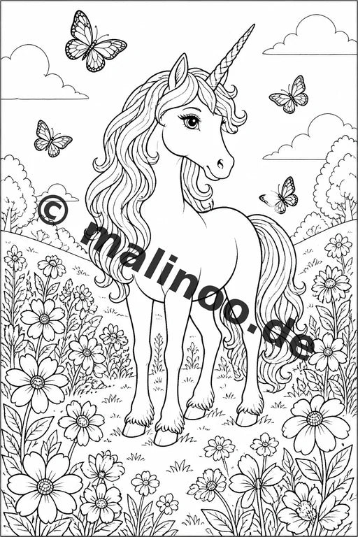 Einhorn Malbuch 20 Ausmalbilder PDF Download digital – Vorschaubild 1