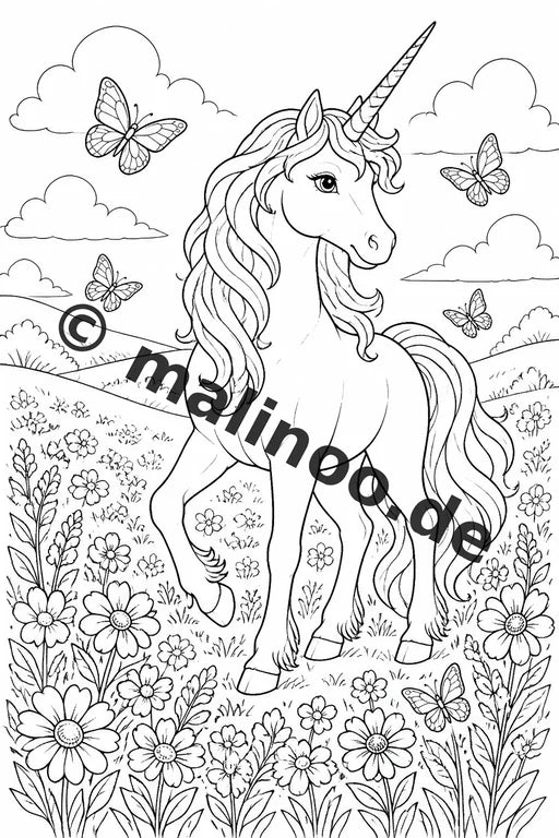 Einhorn Malbuch 20 Ausmalbilder PDF Download digital – Vorschaubild 1