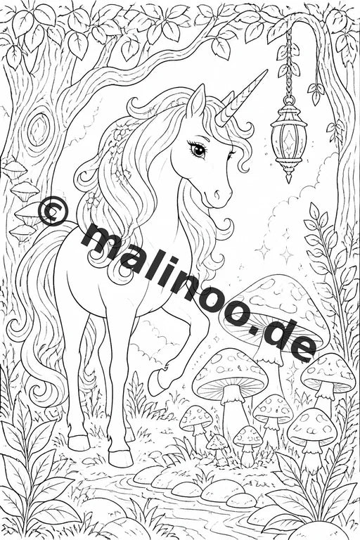 Einhorn Malbuch 20 Ausmalbilder PDF Download digital – Vorschaubild 2
