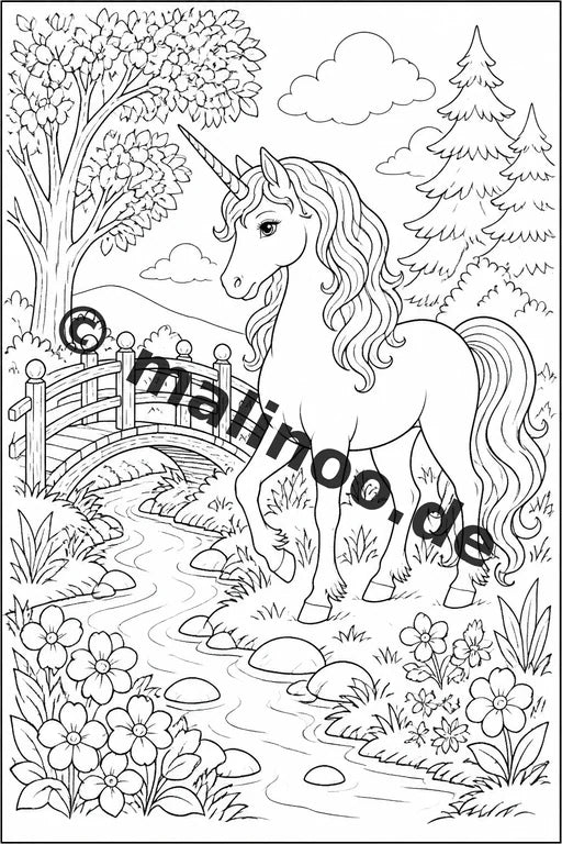 Einhorn Malbuch 20 Ausmalbilder PDF Download digital – Vorschaubild 3