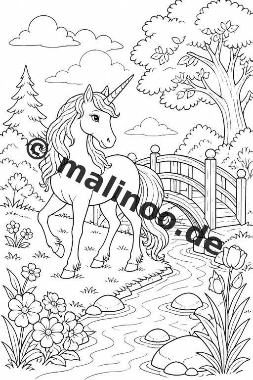 Einhorn Malbuch 20 Ausmalbilder PDF Download digital – Vorschaubild 3