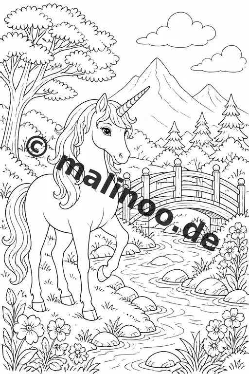 Einhorn Malbuch 20 Ausmalbilder PDF Download digital – Vorschaubild 3