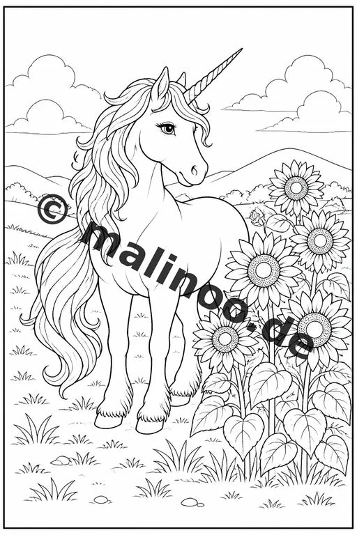 Einhorn Malbuch 20 Ausmalbilder PDF Download digital – Vorschaubild 4