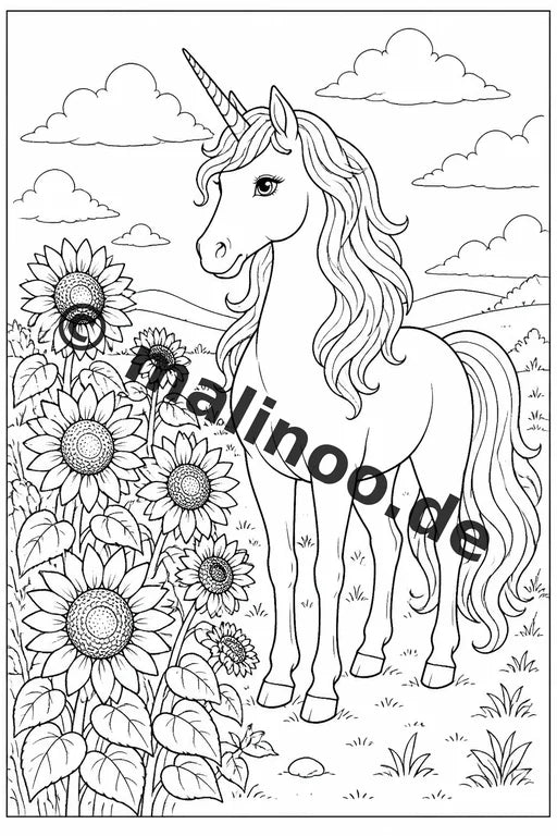 Einhorn Malbuch 20 Ausmalbilder PDF Download digital – Vorschaubild 4