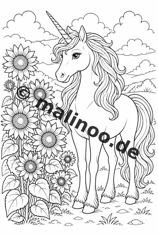 Einhorn Malbuch 20 Ausmalbilder PDF Download digital – Vorschaubild 4