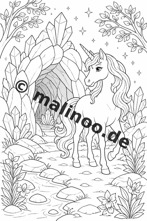 Einhorn Malbuch 20 Ausmalbilder gedruckt und gebunden – Vorschaubild 5