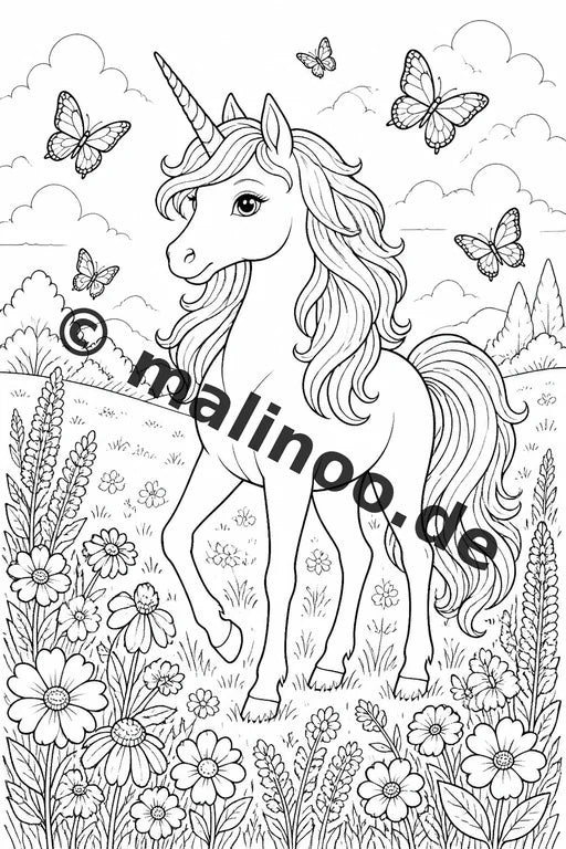 Einhorn Malbuch 50 Ausmalbilder PDF Download digital – Vorschaubild 1