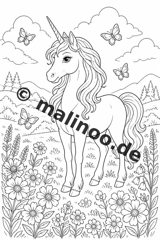 Einhorn Malbuch 50 Ausmalbilder PDF Download digital – Vorschaubild 1