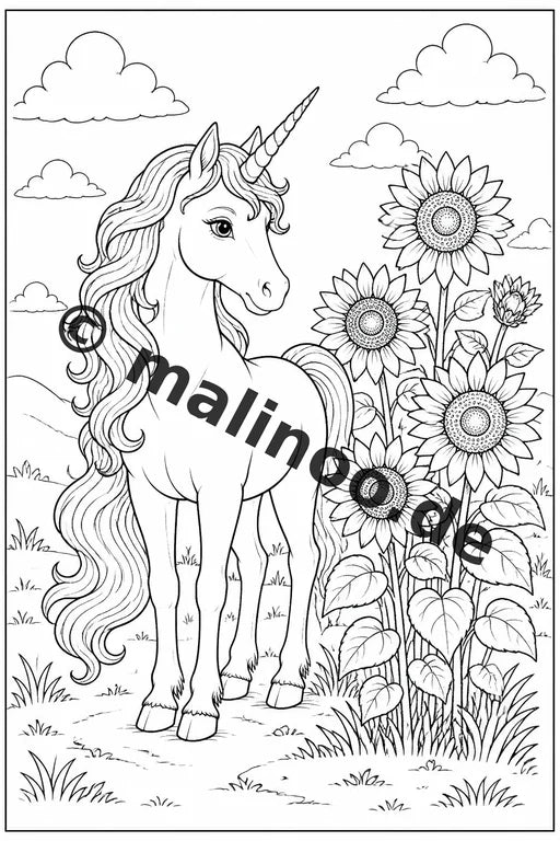 Einhorn Malbuch 50 Ausmalbilder PDF Download digital – Vorschaubild 4