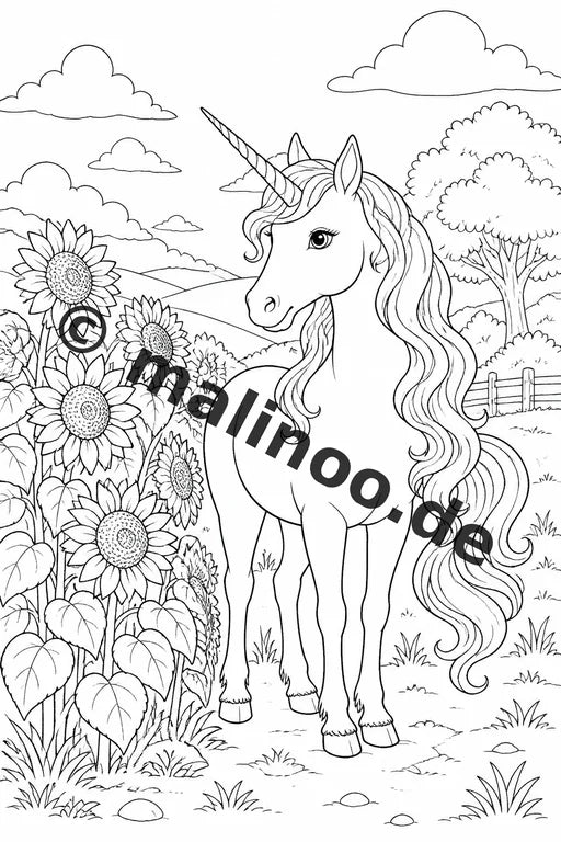 Einhorn Malbuch 50 Ausmalbilder PDF Download digital – Vorschaubild 4