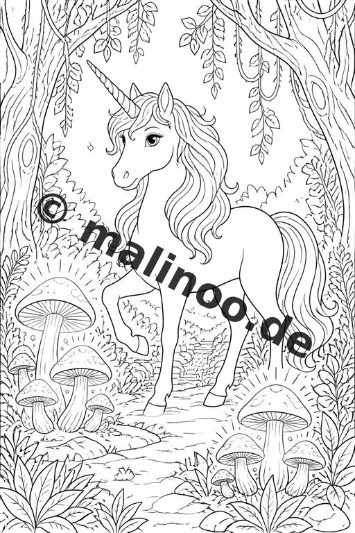 Einhorn Malbuch 50 Ausmalbilder gedruckt, ungebunden – Vorschaubild 2