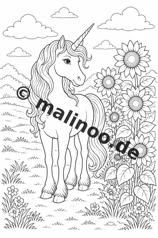 Einhorn Malbuch 50 Ausmalbilder gedruckt, ungebunden – Vorschaubild 4