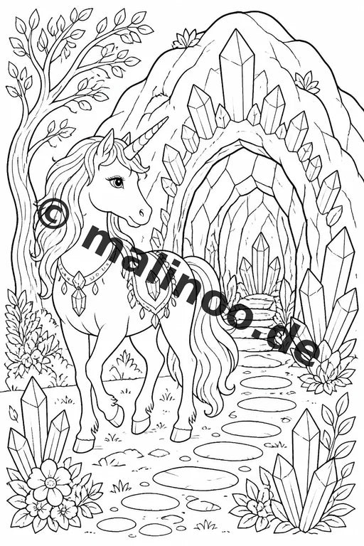 Einhorn Malbuch 50 Ausmalbilder gedruckt, ungebunden – Vorschaubild 5