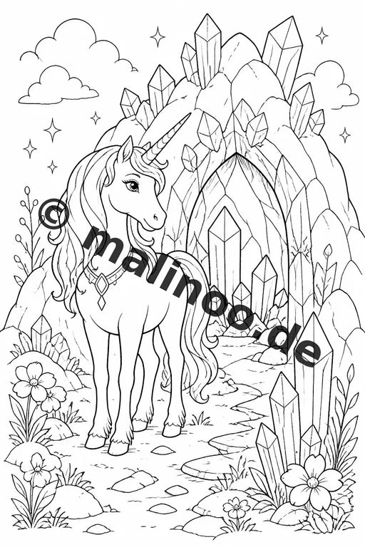 Einhorn Malbuch 50 Ausmalbilder gedruckt, ungebunden – Vorschaubild 5