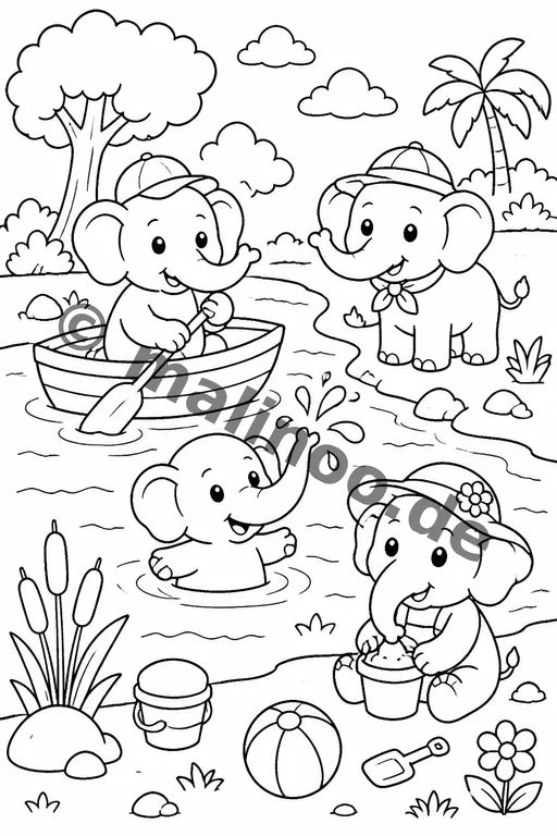 Elefanten Malbuch 100 Ausmalbilder PDF Download – Vorschaubild 2