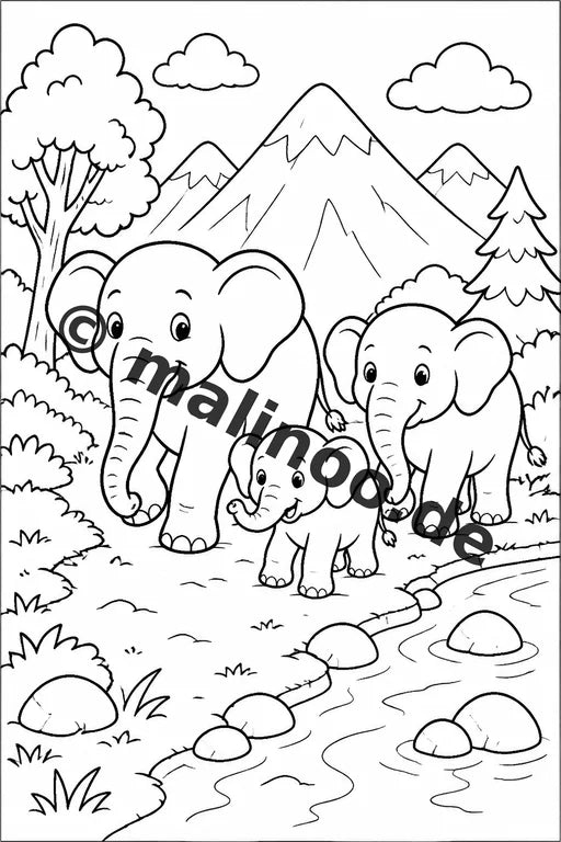 Elefanten Malbuch 100 Ausmalbilder gedruckt und gebunden – Vorschaubild 6