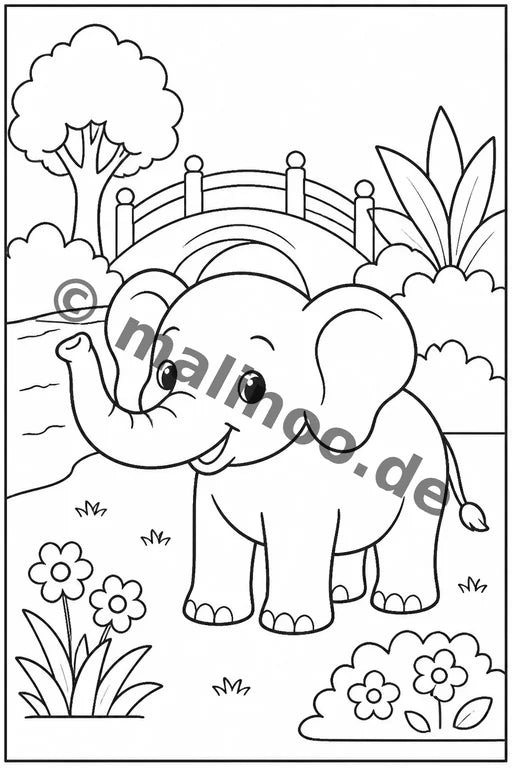 Elefanten Malbuch 100 Ausmalbilder gedruckt+lose – Vorschaubild 9